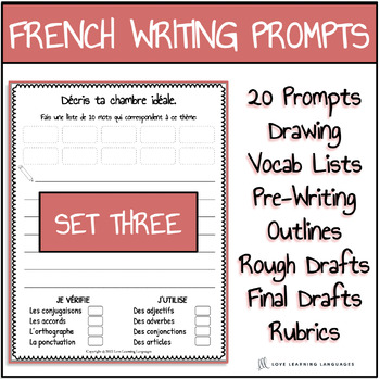 Preview of French Writing Prompts For Beginners - SET 3 - Twenty Writing Lessons