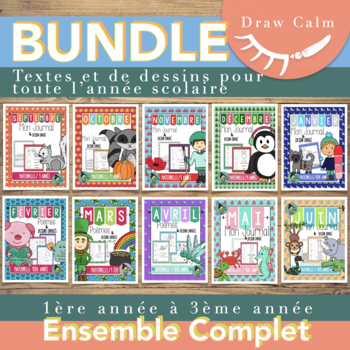 Preview of French Writing Prompts Kindergarten - Grades 1 Bundle - 100 Journal Prompts