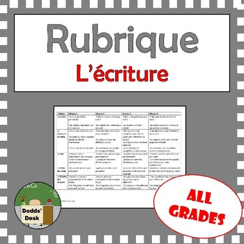 Preview of French Writing Rubric