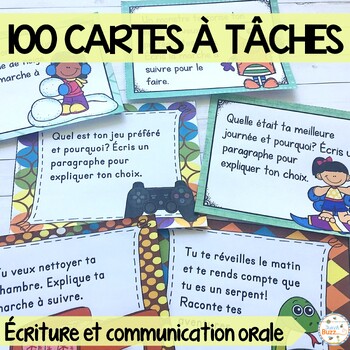 Preview of French Writing Task Cards - 100 cartes à tâches - écriture