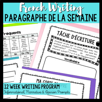Preview of French Writing / Écriture: Paragraphe de la semaine