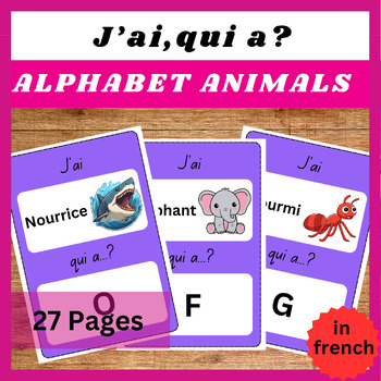Preview of French Zoo Animal Alphabet Adventure: 'I Have, Who Has?' Flashcards for Pre-K