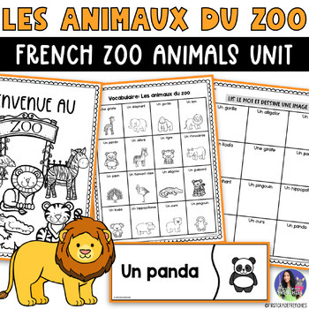 Preview of French Animals Unit - Vocabulaire des Animaux du Zoo 