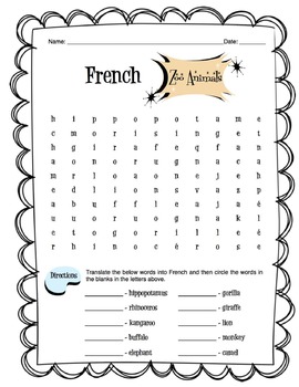 in animal french worksheet by Zoo French Worksheet Up Side Animals Packet Sunny