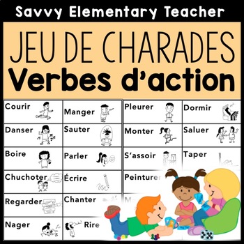 Preview of French Action Verb Charade with Pictures/Actions | Jeu de charade