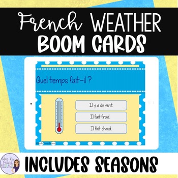 Preview of French weather digital task cards BOOM CARDS LE TEMPS