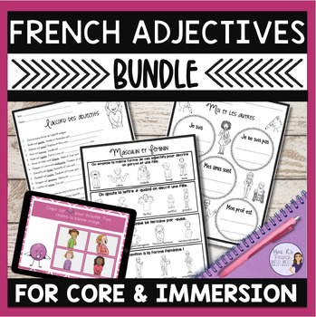 Preview of French adjectives bundle: worksheets, games, speaking activities LES ADJECTIFS
