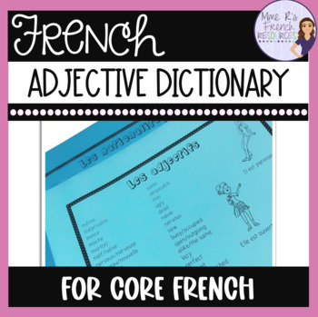 Preview of French adjectives list with English translations/mon dictionnaire des adjectifs