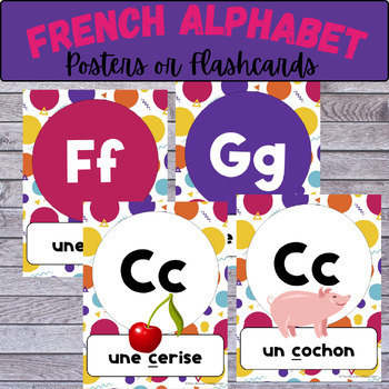 Preview of French alphabet posters les Affiches d'alphabet en français flashcards dot theme