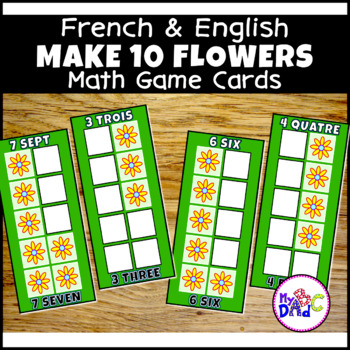 Preview of French and English Counting to 10 Flowers Math Game Cards