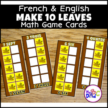 Preview of French and English Counting to 10 Leaves Math Game Cards