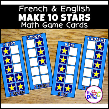 Preview of French and English Counting to 10 Stars Math Game Cards