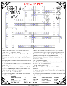 French And Indian War Crossword By Bow Tie Guy And Wife Tpt