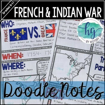 Preview of French and Indian War Doodle Notes with PowerPoint (print and digital resource)