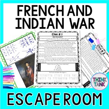 Preview of French and Indian War ESCAPE ROOM: Reading Comprehension - Print & go!
