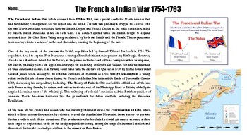 Preview of French and Indian War Graphic Organizer