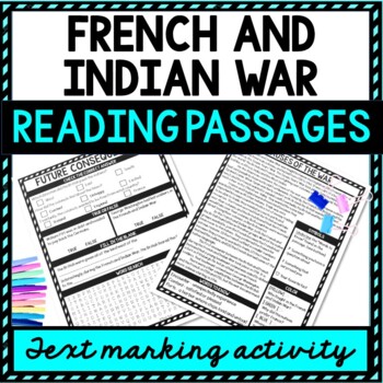 Preview of French and Indian War Reading Passages, Questions and Text Marking + Word Search