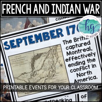 Preview of French and Indian War Timeline Printable for Bulletin Boards and History Classes