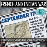 French and Indian War Timeline Printable for Bulletin Boar