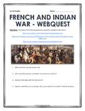 French and Indian War - Webquest with Key