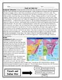 French and Indian War Worksheet with Maps and Answer Key