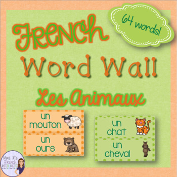 Preview of French animals word wall/ Mur de mots - Les animaux