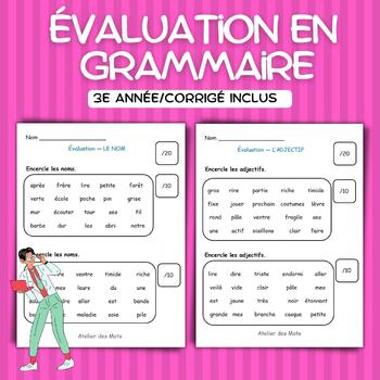 Preview of French assessment 3rd grade - Évaluation notions grammaire 3e année