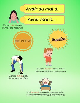 Preview of French - avoir du mal à; avoir mal à - review worksheet practice