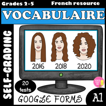 Preview of French beginner vocabulary Vocabulaire test Distance learning GOOGLE CLASSROOM