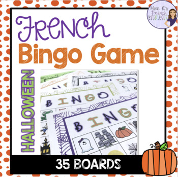 Preview of French Halloween vocabulary bingo game JEU POUR L'HALLOWEEN