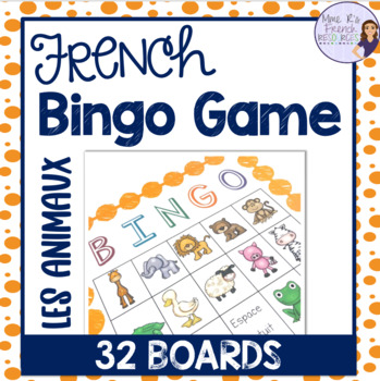 Preview of French bingo animal vocabulary JEU POUR LES ANIMAUX