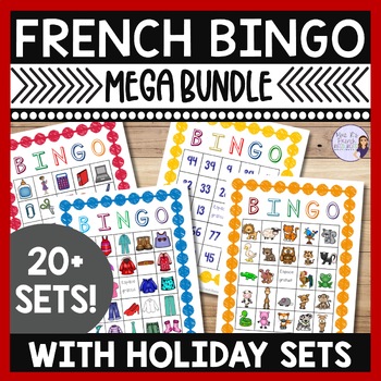 Preview of French bingo games mega bundle: French vocabulary games for core & immersion
