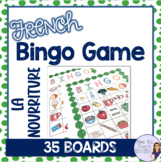 French bingo game food and drink vocabulary LA NOURRITURE