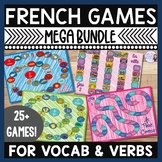 French vocabulary & verb conjugation board games bundle JE