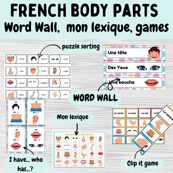 French body parts bundle - worksheets and games- les parties du corps ...