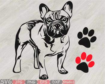 French Bulldog Silhouette Svg Clipart Cut Layer Cute Dog Paw Family