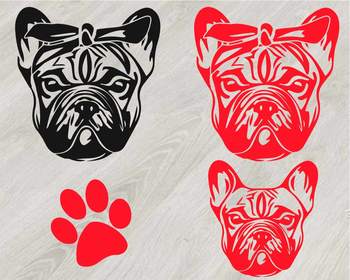 Download French Bulldog Silhouette Svg Clipart Cut Layer Cute Dog Paw Family Pet 818s