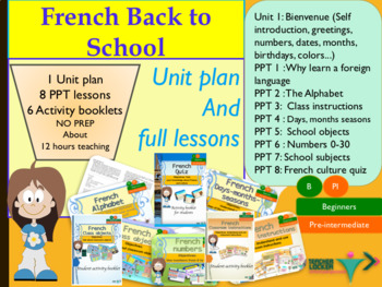 Preview of French bundle back to school part 1 for beginners NO PREP