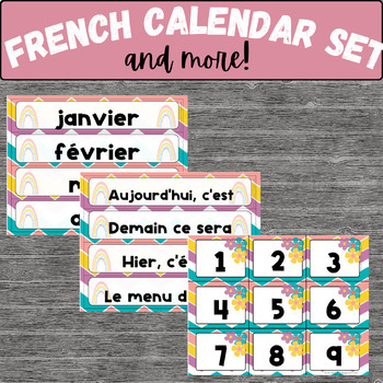 Preview of French calendar menu du jour easy to edit labels français class décor calendier