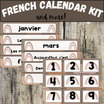 Preview of French calendar schedule & easy to edit labels français boho class decor
