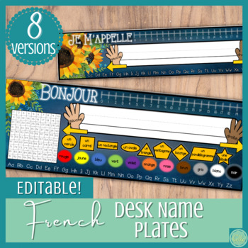 Preview of French class décor : desk name plates / Décor de classe : étiquettes de nom