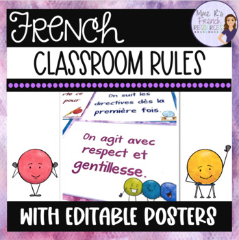 Preview of French class rules posters LES RÈGLES