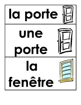 Preview of French classroom labels (label the room flashcards)