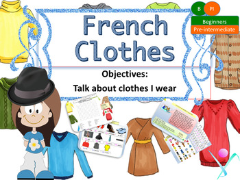 Preview of French clothes for beginners, les vêtements PPT for beginners