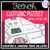 French clothing vocabulary puzzles LES VÊTEMENTS
