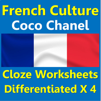 Preview of French cloze worksheets differentiated x4: Coco Chanel
