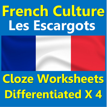 Preview of French cloze worksheets differentiated x4: les escargots