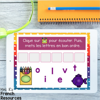 French colors listening activity BOOM CARDS by Mme R's French Resources