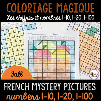 Preview of French colour by number Fall Coloriage Magique 1-10, 1-20, 1-100