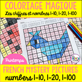 French colour by number Spring Coloriage Magique Printemps 1-10, 1-20, 1-100